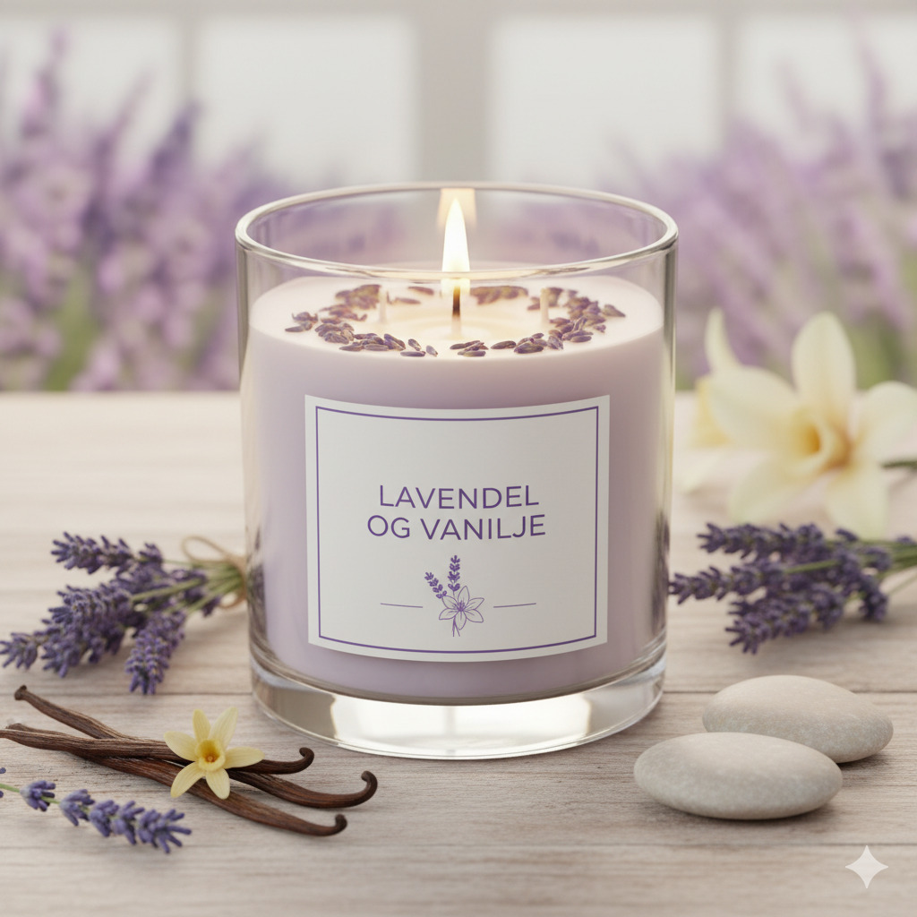 Lavendel og Vanilje Stearinlys